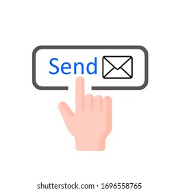 Icon, Hand, Finger, Press, Send, Information, Symbol, Message On White Background