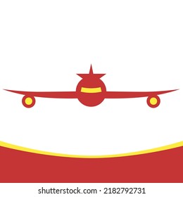 Icon, Logo And Symbol Of An Airplane, In A Square Image For Ease Of Use, Can Be Used For Social Media, Stickers And Logos