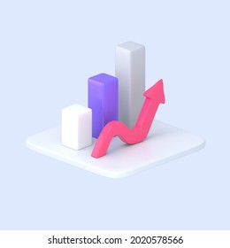Icon Marketing Graph Analyze 3d Model Purple Theme And Minimal Concept 3d Rendering.