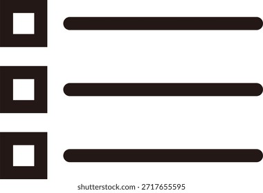 An icon material for task management that expresses a list with check marks for each item using a simple line drawing.