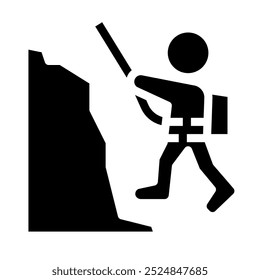 Icon of mountain climbing, featuring an individual rock climbing or engaging in outdoor sports. Ideal for adventure and fitness activities. - Powered by Shutterstock