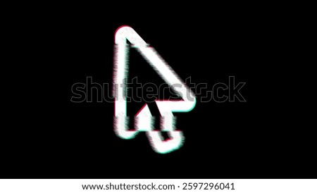 Icon mouse pointer is distorted. Glitch. Noise, chromatic aberration, geometric distortion  