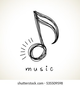 落書き風のベクター画像アイコン音楽の音符 ロゴデザインテンプレート 手描きのかわいいアイコン 印刷用の抽象的な装飾的なモノクロイラスト ウェブ のベクター画像素材 ロイヤリティフリー Shutterstock