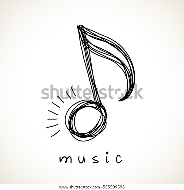 落書き風のアイコン音楽のメモ ロゴデザインテンプレート 手描きのかわいいアイコン 印刷用の抽象的な装飾イラスト ウェブ のイラスト素材 535509598
