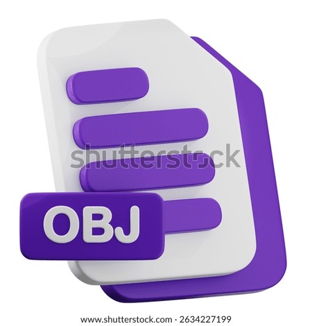 Icon representing a 3D object file format, suitable for software, development, and digital asset management.