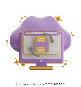 Icon representing cloud storage technology, featuring cloud and file icons for digital data management.