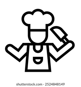 Icon representing cooking, showcasing a chef preparing a meal. Suitable for culinary arts, food-related hobbies, or kitchen activities. - Powered by Shutterstock