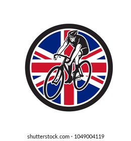 Icon Retro Style Illustration British Cyclist Stock Vector Royalty Free Shutterstock