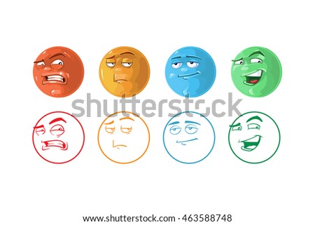  icon set of Feedback emoticons. Coloring and linear style. Pictures isolate on white background