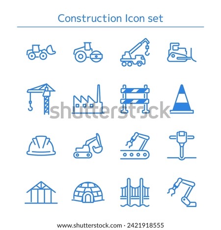 Icon set of tools used at construction sites