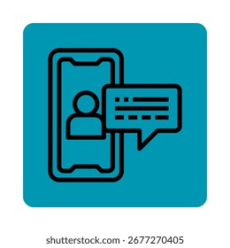 Icon of a smartphone with a message bubble and user profile.