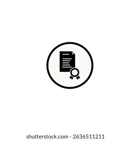 The icon vector of the document with text and ribbon or seal in the lower corner, representing the official certificate or document. - Powered by Shutterstock - Get 15% off with code: PIKWIZARD15
