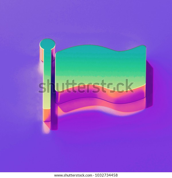 Icon Yellow Green Flag Gold Pink Stock Illustration