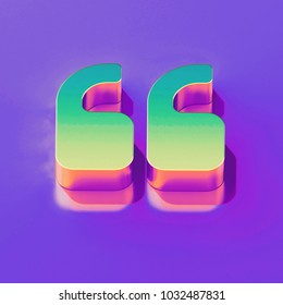 Icon Of Yellow Green Quote Left With Gold And Pink Reflection On The Glamour Purple Background. 3D Illustration Of Creative Left Quotes Mark, Quotation Mark, Quote Sign, Quotes Isometric Icon.