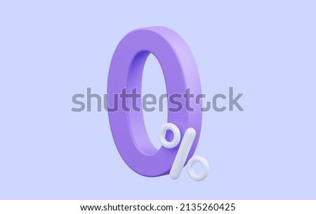 Icon zero percent. 3D rendering illustration.
