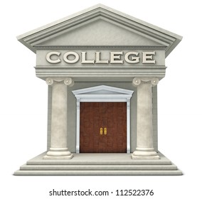 Iconic Caricature Of A College Building Isolated On A White Background