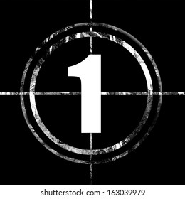 Icons Of Circled White Numbers For Movie Countdown On Black Grunge Background, Available As Single Huge Image And As Full Set