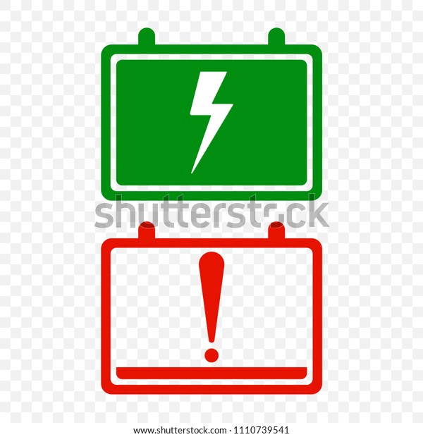 Icons full charge and discharge\
the car battery. illustration on a transparent\
background.
