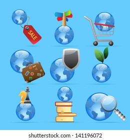 Icons for global concepts. Raster version. Vector version is also available.