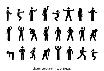 Icons People Involved Fitness Gymnasium Pictogram Stock Illustration ...