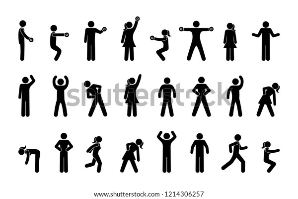 Icons People Involved Fitness Gymnasium Pictogram Stock Illustration ...