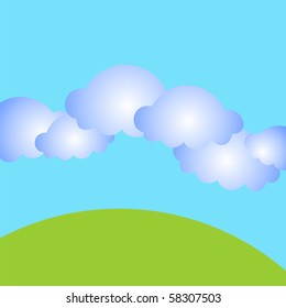 Green Landscape Blue Sky Cloud Background: เวกเตอร์สต็อก (ปลอดค่า ...