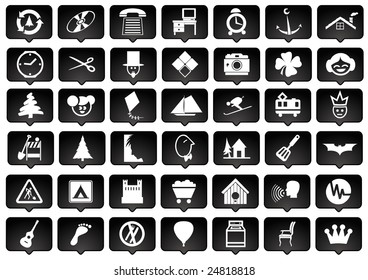 Iconset White Black Series Signs Symbols Stock Illustration 24818818 ...