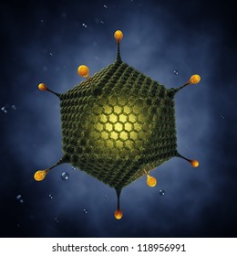 Icosahedral Virus , Adenoviridae , 3d Illustration