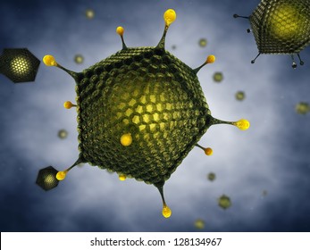 Icosahedral Viruses , Adenoviridae , 3d Illustration