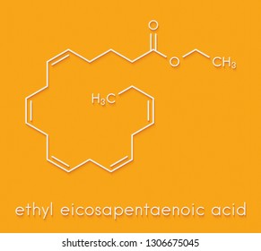 Icosapent Ethyl (ethyl Eicosapentaenoic Acid) Drug Molecule.  Skeletal Formula.