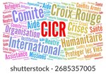 ICRC word cloud concept called CICR comité international de la Croix-Rouge in French language