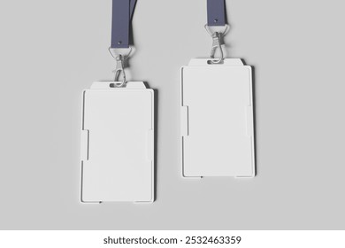 Id card and holder mockup with lanyard 