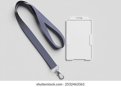 Id card and holder mockup with lanyard 