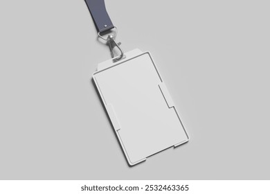 Id card and holder mockup with lanyard 