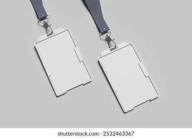 Id card and holder mockup with lanyard 