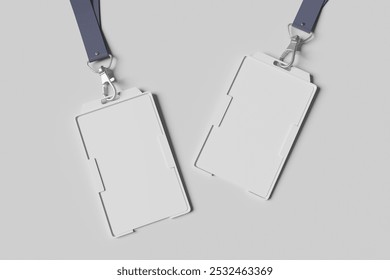 Id card and holder mockup with lanyard 