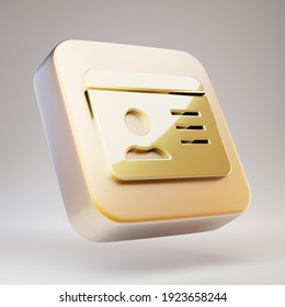 ID Card Icon. Golden ID Card Symbol On Matte Gold Plate. 3D Rendered Social Media Icon.