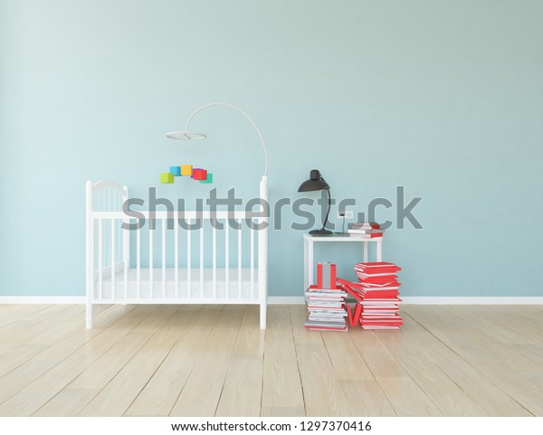 Idea Blue Scandinavian Nursery Room Interior Stock Illustration
