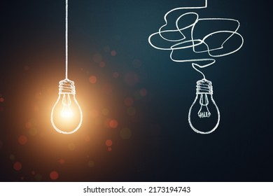 Idea Concept, Creative Bulb Sign, Innovations. Keep It Simple Business Concept For Project Management, Marketing, Creativity. Complex To Simple Way To Create Idea.