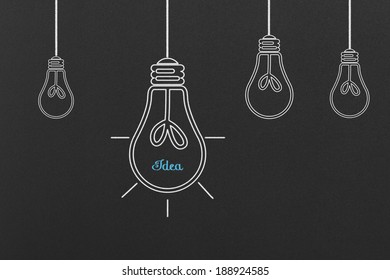 Idea Concept with Light Bulbs on a Blackboard