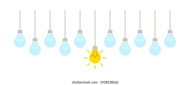 Idea concept light bulbs set. Illustration