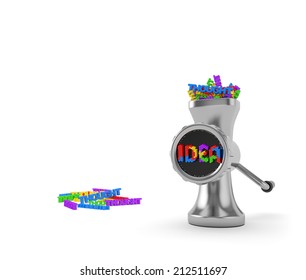 Idea concept: thoughts are transformed into ideas in the thinking process or brainstorm