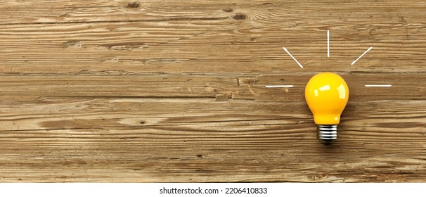 Idea light bulb - Flat lay - 3D render