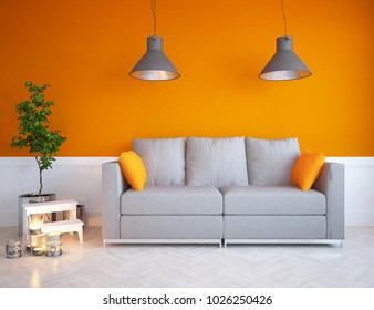 Idea Orange Scandinavian Living Room Interior Stock Illustration ...