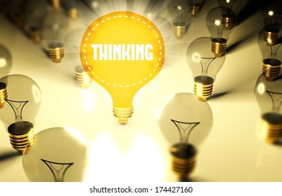 Idea thinking concept with light bulbs