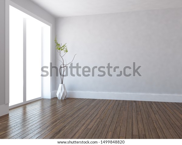 Idea White Empty Minimalist Room Interior Stock ...