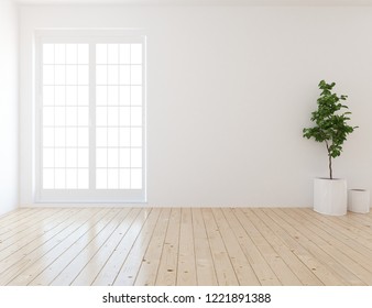 Idea White Empty Scandinavian Room Interior Stock Illustration ...