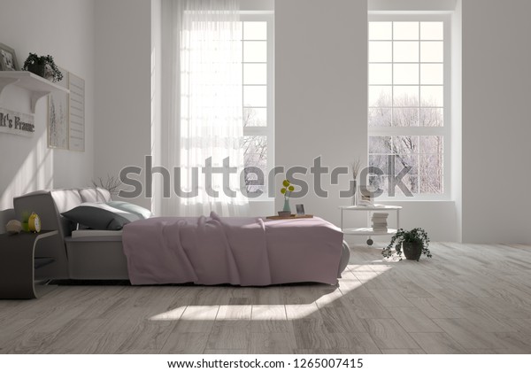 Idea White Minimalist Bedroom Scandinavian Interior