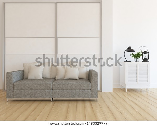 Idea White Minimalist Living Room Interior Stock Illustration