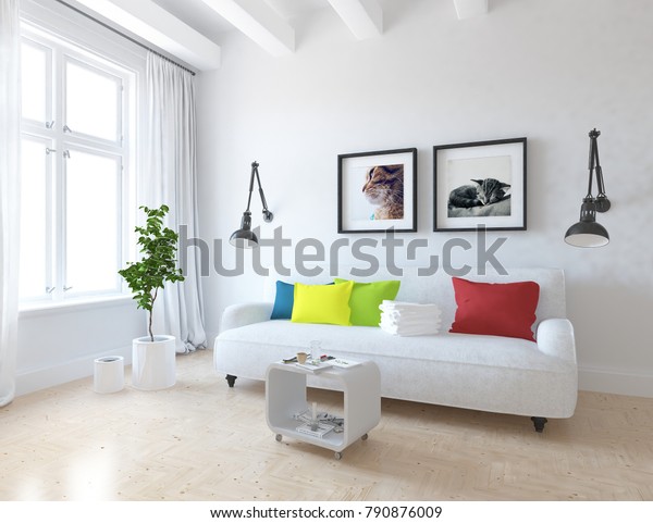 Idea White Scandinavian Living Room Interior